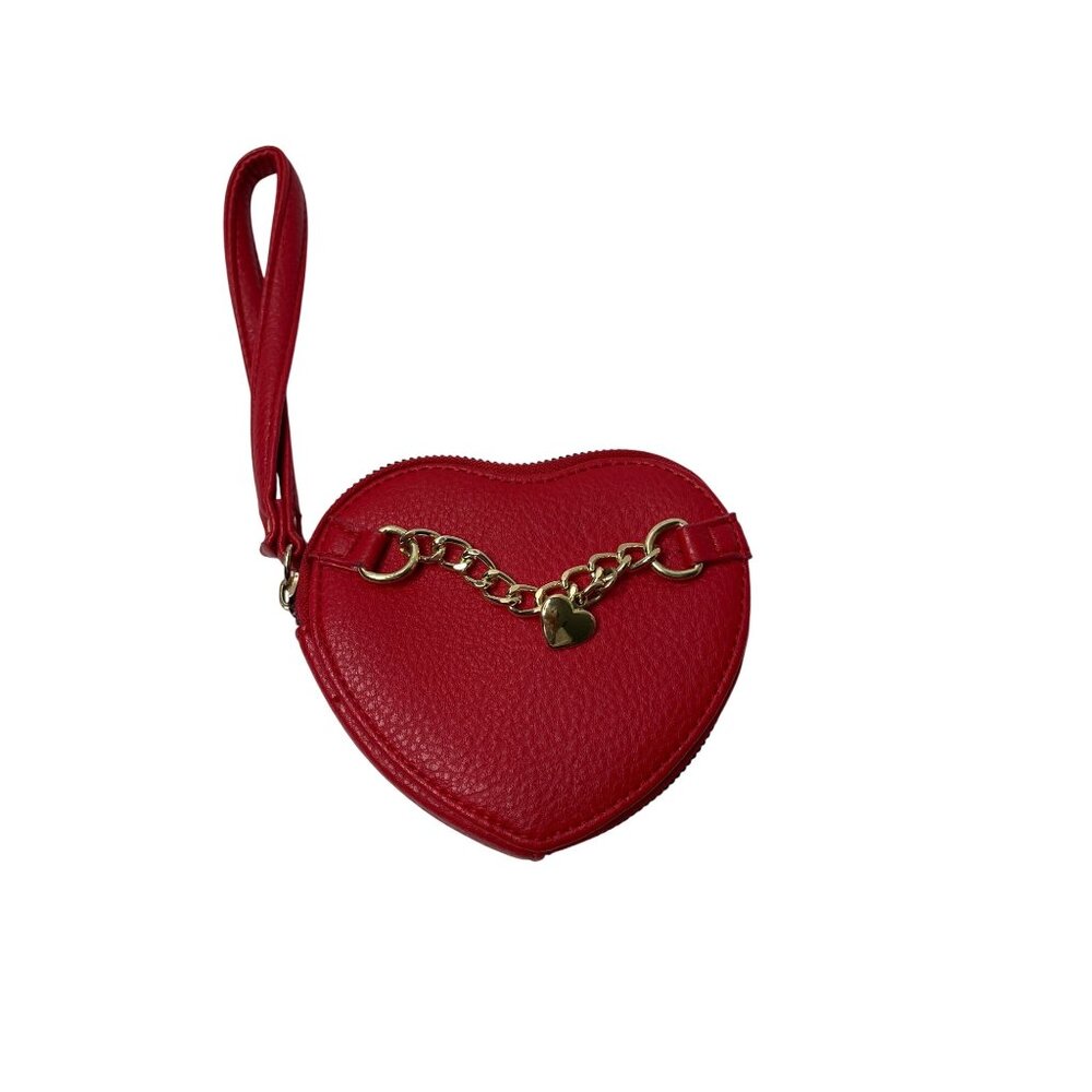 Juicy Couture Red Heart-Shaped Wristlet With Chain & Zipper Closure